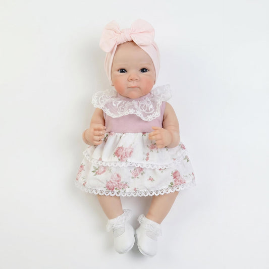 18 Inches Lifelike Blue Eyes Bettie Reborn Dolls Girl In Floral Dress