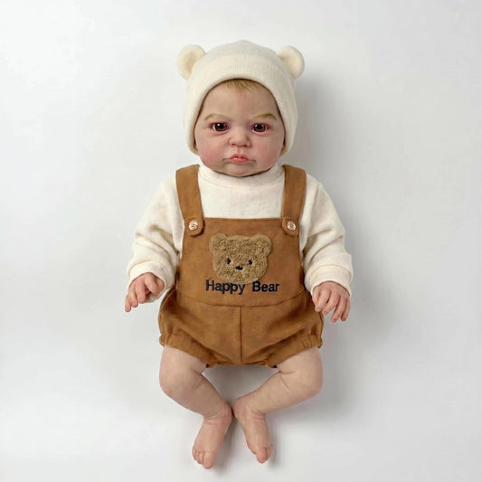 19 Inches Open Eyes Heron Reborn Doll In Brown Bear Outfits