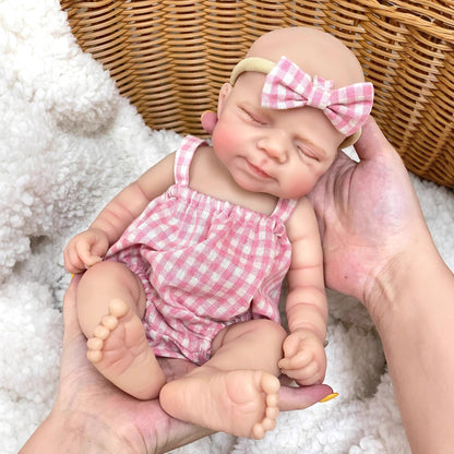 30cm Lifelike Full Silicone Closed Eyes Reborn Doll Girl Pascale