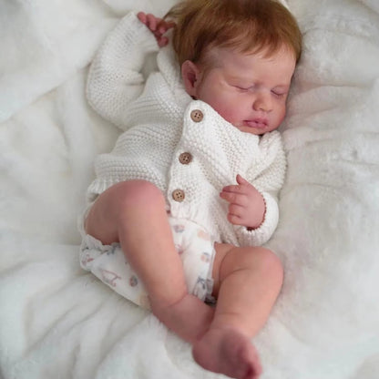 50cm Realistic Closed Eyes Loulou Reborn Doll Girl In White Clothes