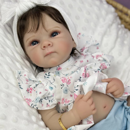 45cm Lifelike Vinyl Body Short Hair Blue Eyes Reborn Baby Girl-Bettie