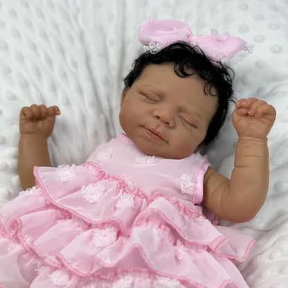 48cm Realistic Ma Closed Eyes Dark Skin Reborn Baby-Pascale