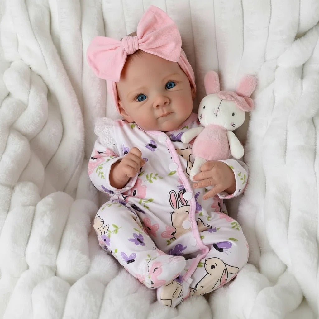 48cm Lifelike Blue Eyes Bettie Reborn Baby Girl In Floral bodysuit