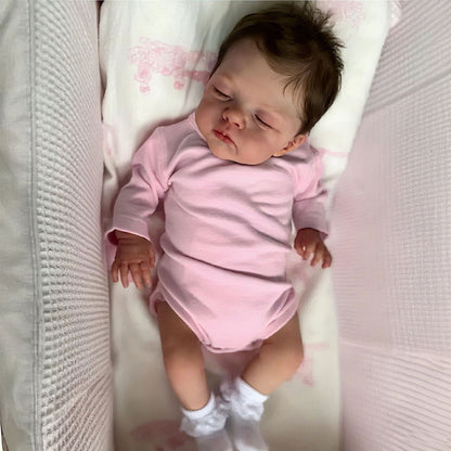 18 Inches Lifelike Soft Body Closed Eyes Reborn Doll Irys In Pink Clothes