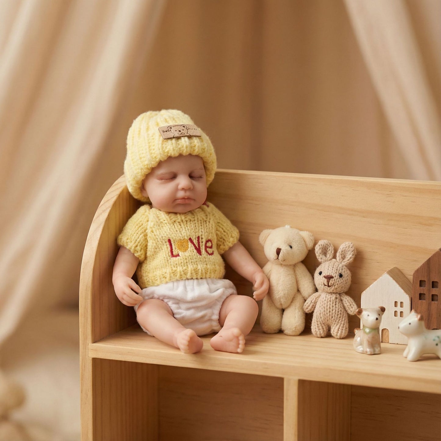 20cm Full Silicone Loulou Reborn Baby Girl In Yellow Sweater
