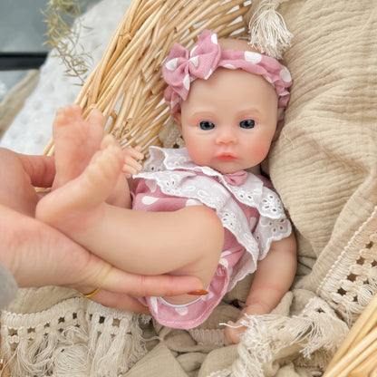 30cm Full Silicone Meadow Reborn Baby Girl in Pink Polka dots Clothes
