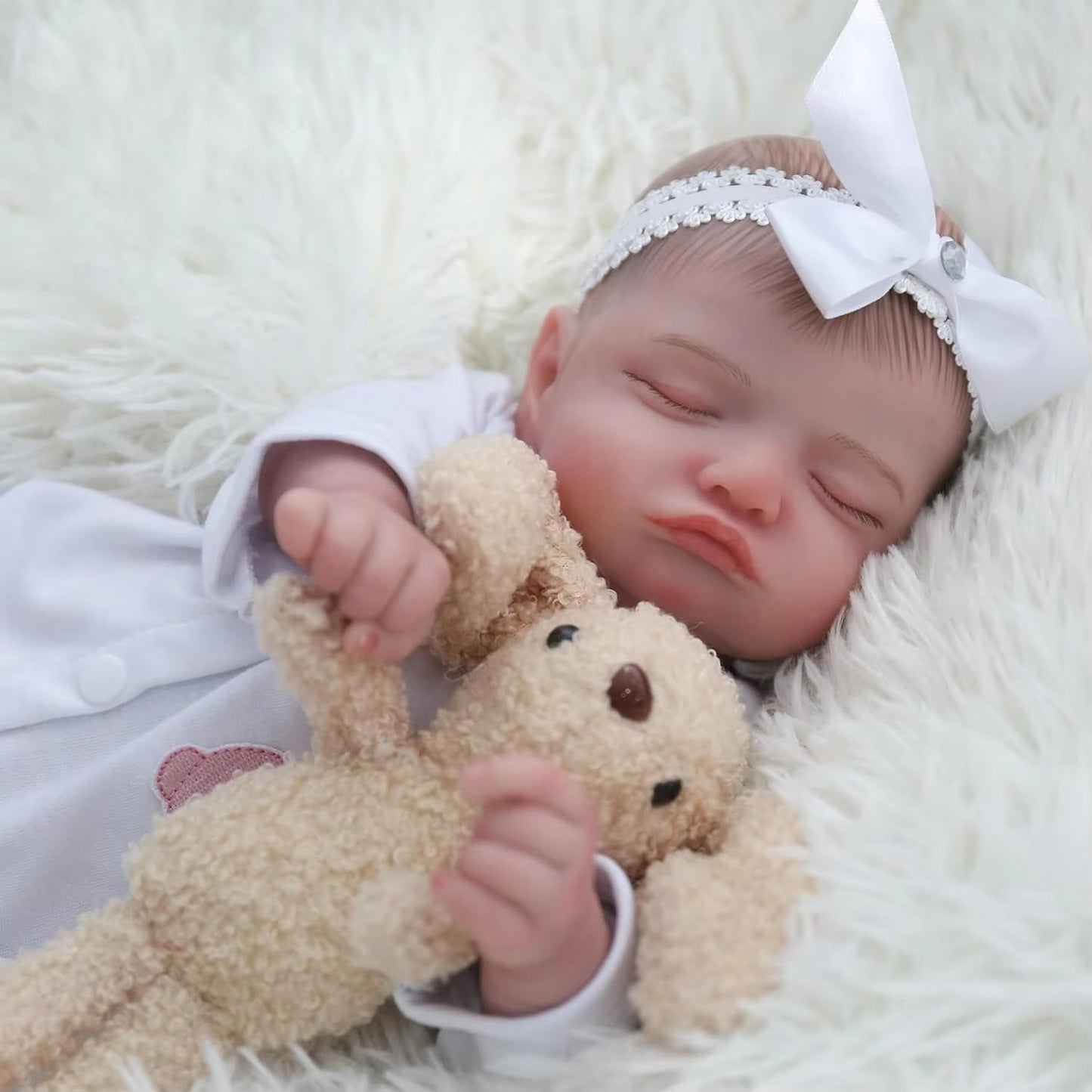 48cm Lifelike Soft Body Rosalie Reborn Doll In White Clothes