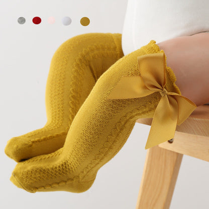 knee-length children's socks with bow
