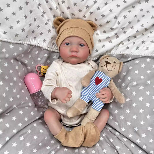 50cm Realistic Blue Eyes Vinyl Body Reborn Baby Doll-Levi