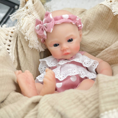 30cm Full Silicone Meadow Reborn Baby Girl in Pink Polka dots Clothes