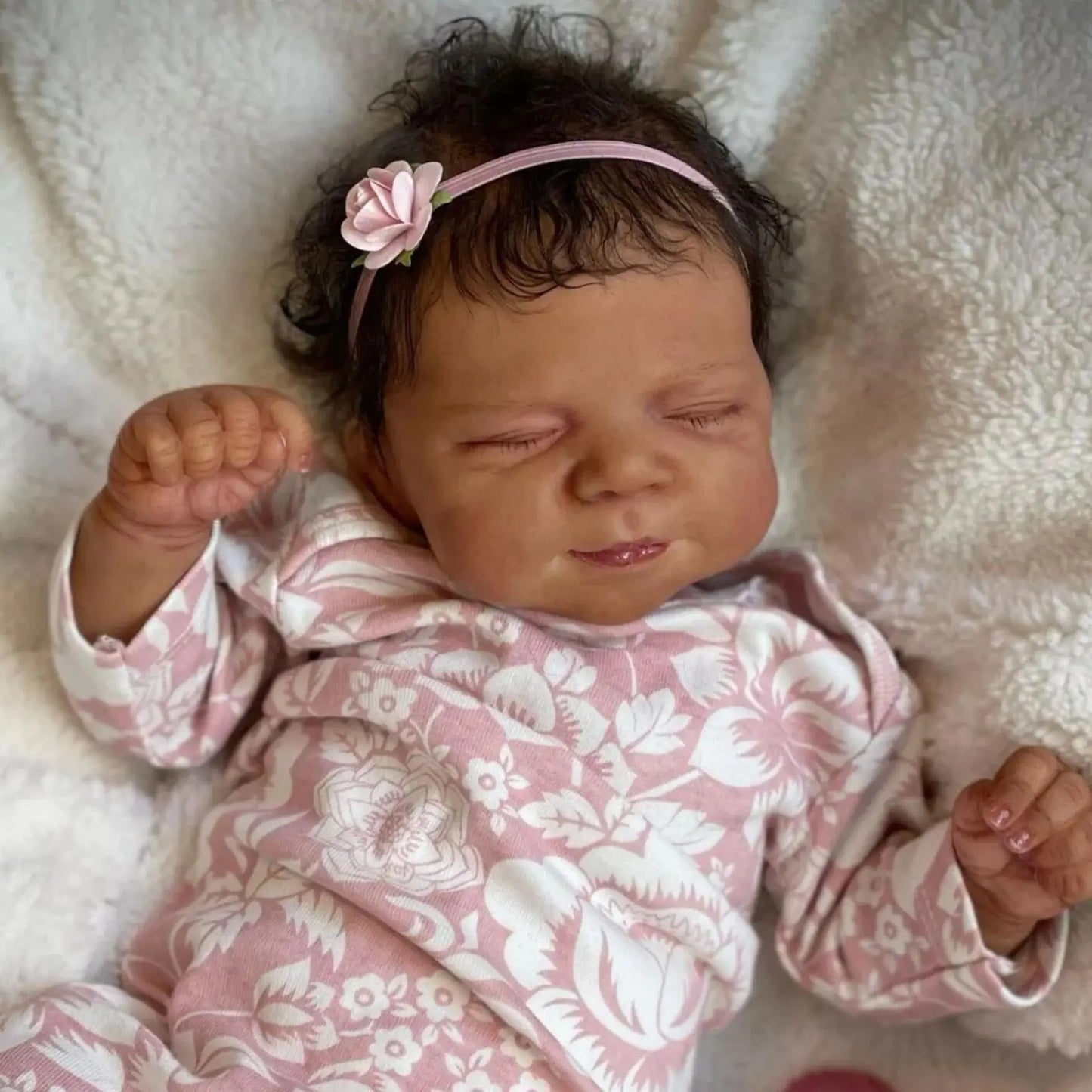48cm Lifelike Dark Skin Asleep Pasacale Reborn Baby Girl