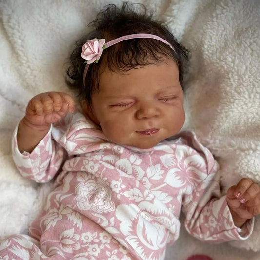 48cm Lifelike Dark Skin Asleep Pasacale Reborn Baby Girl