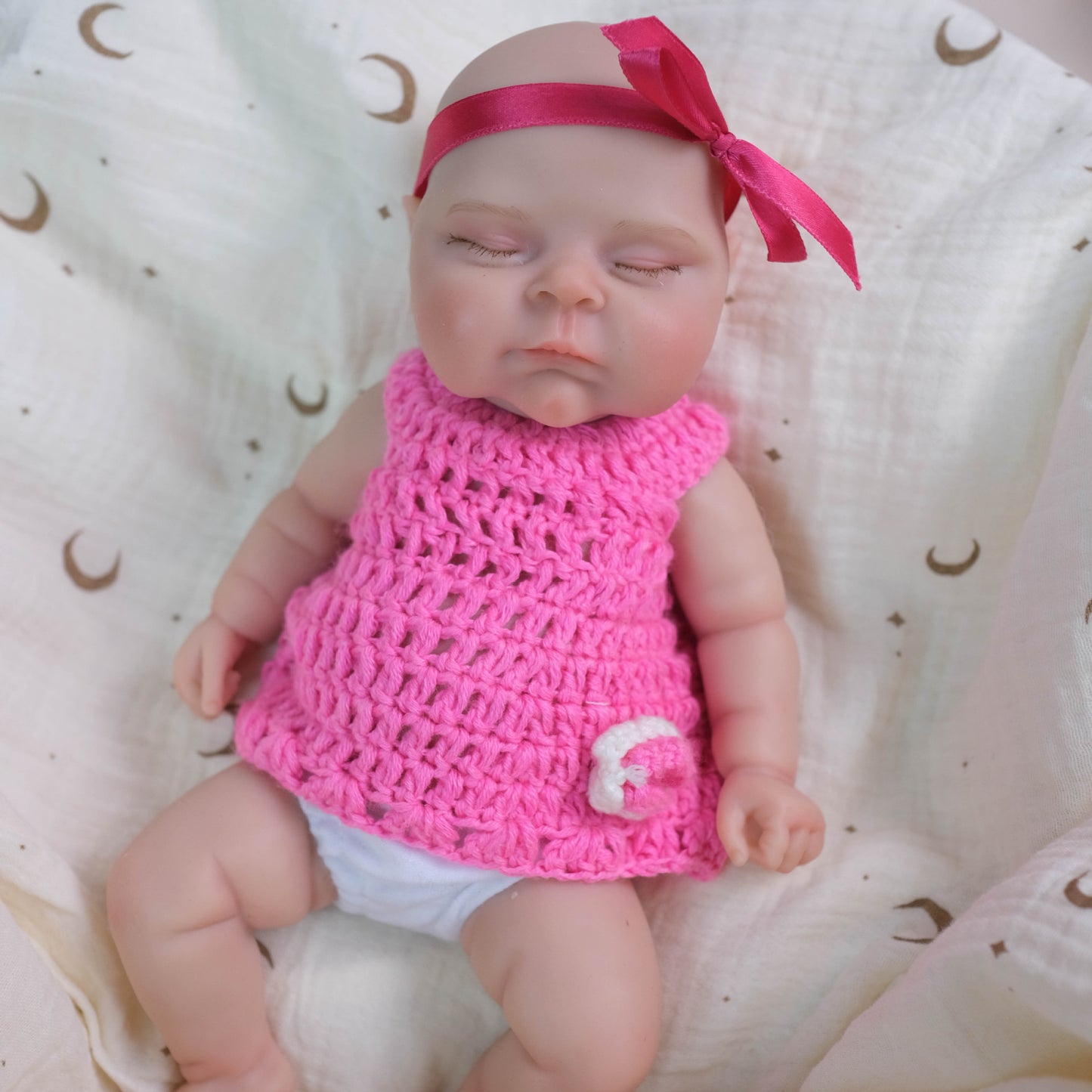 30cm Soft Full Silicone Close Eyes Peaches Reborn Baby Girl