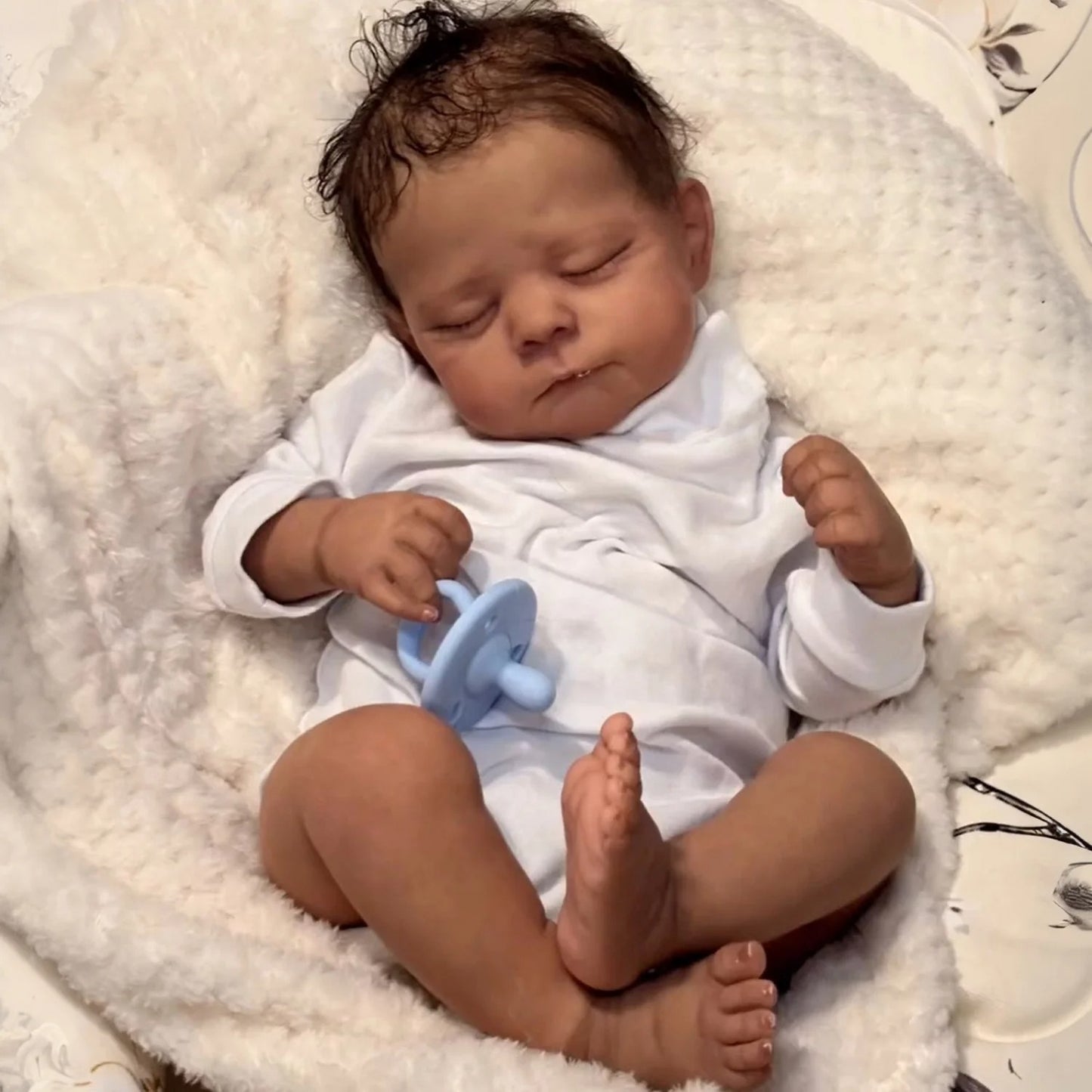 48cm Closed Eyes Dark Skin Short Hair Reborn Doll-Eric