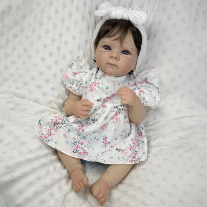 45cm Lifelike Vinyl Body Short Hair Blue Eyes Reborn Baby Girl-Bettie