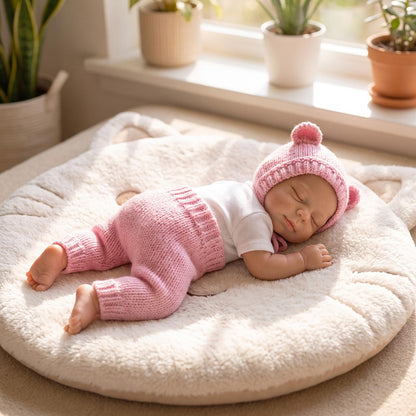 45cm Silicone Stretchable Openable Mouth Pascale Reborn Baby Girl In Pink Knitted Bodysuits