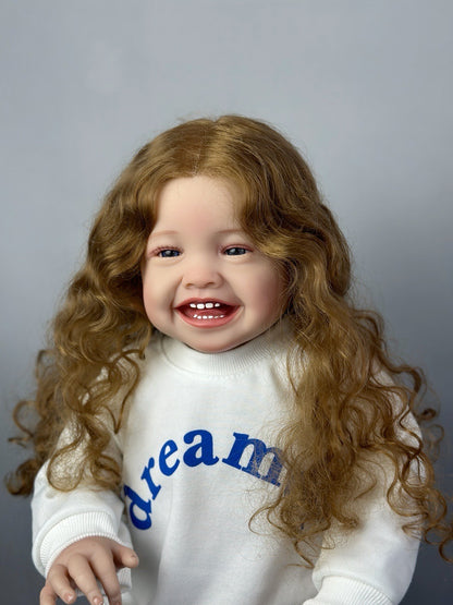 60cm Open Eyes Long Curly Hair Smile Reborn Doll Girl-Mila