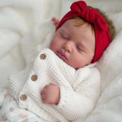 50cm Realistic Closed Eyes Loulou Reborn Doll Girl In White Clothes