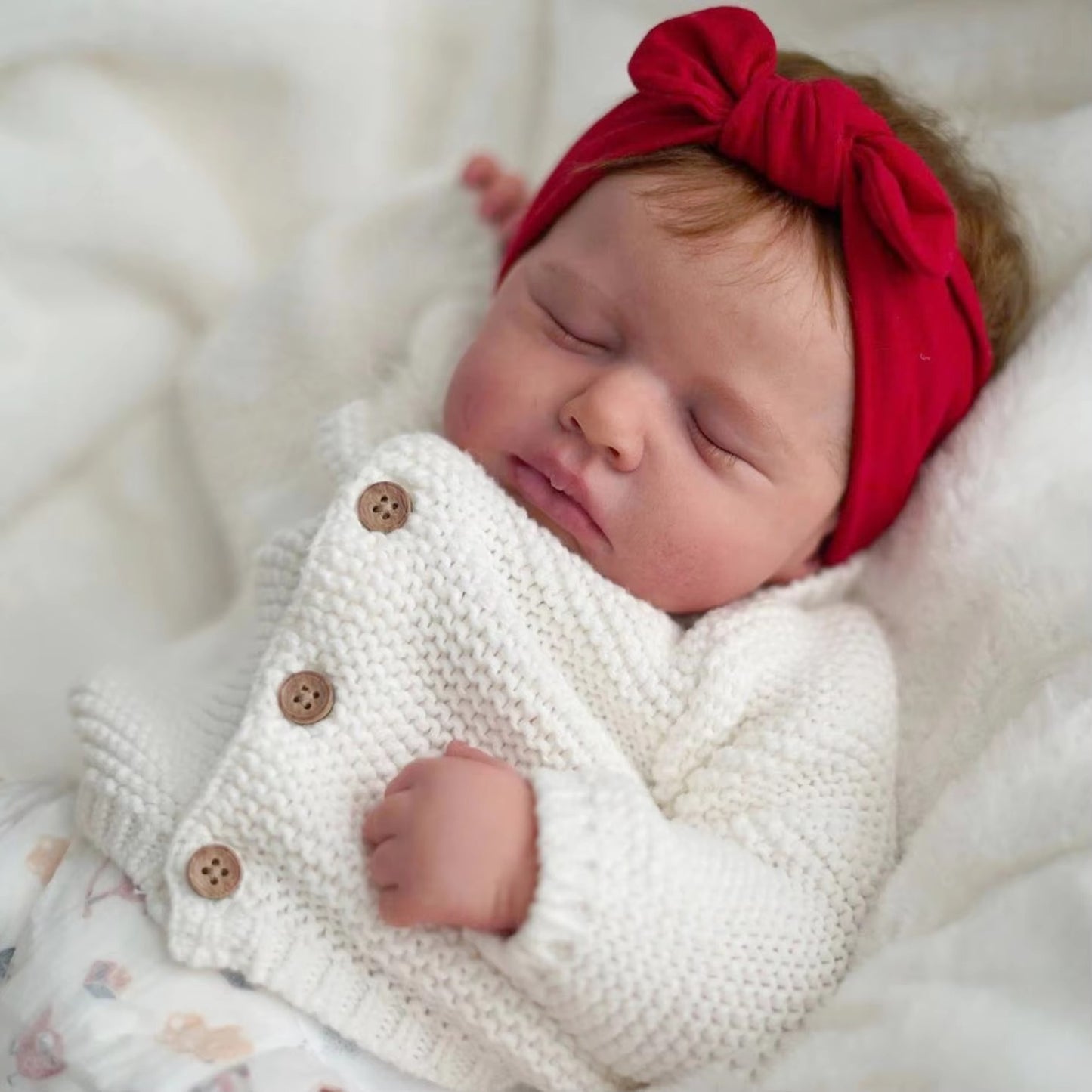 50cm Realistic Closed Eyes Loulou Reborn Doll Girl In White Clothes