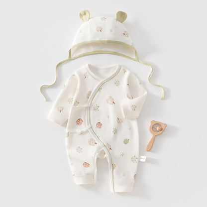 Cotton Printed Bodysuit and Hat 2-Piece Set for 18-22 Inches Reborn Dolls