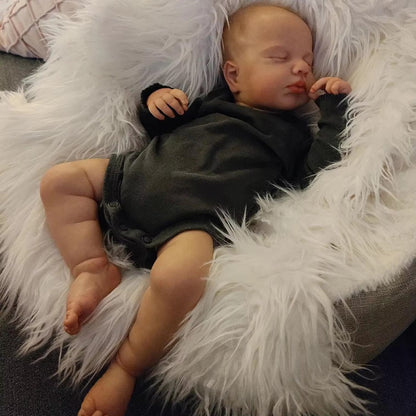 50cm Closed Eyes Soft Body Reborn Doll in Black Rompers-Loulou