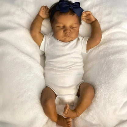 45cm Closed Eyes Dark Skin Short Hair Reborn Doll-Levi
