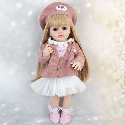 22 Inches Open Eyes Long Hair Reborn Baby Girls With Sweater -Betty
