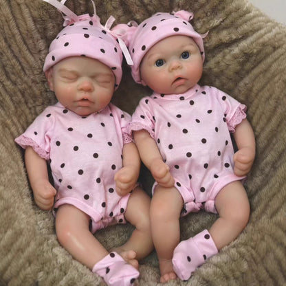 33cm Silicone Reborn Twin Sisters In Pink Clothes