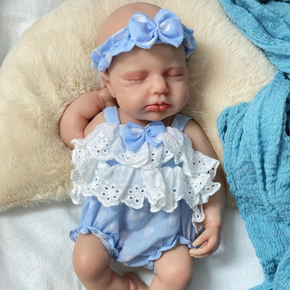30cm Lifelike Full Silicone Asleep Reborn Doll Girl-Loulou