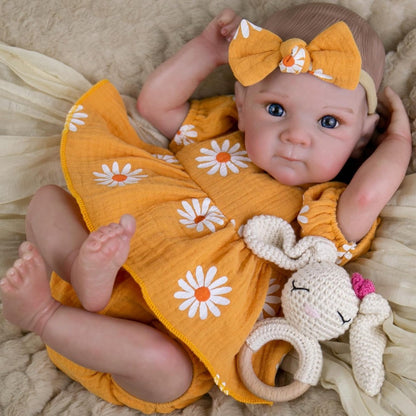 48cm Open Eyes Soft Body Reborn Doll Twins In Daisy Bodysuit-Bettie
