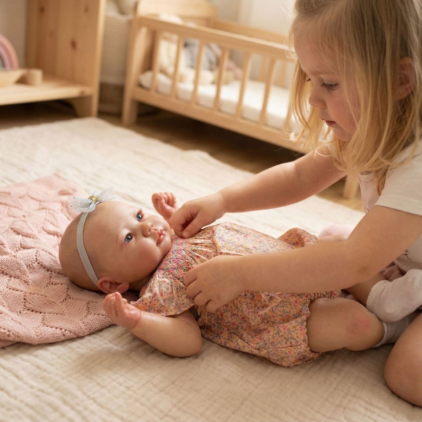 19 Inches Open Eyes Lali Reborn Doll in Floral Clothes