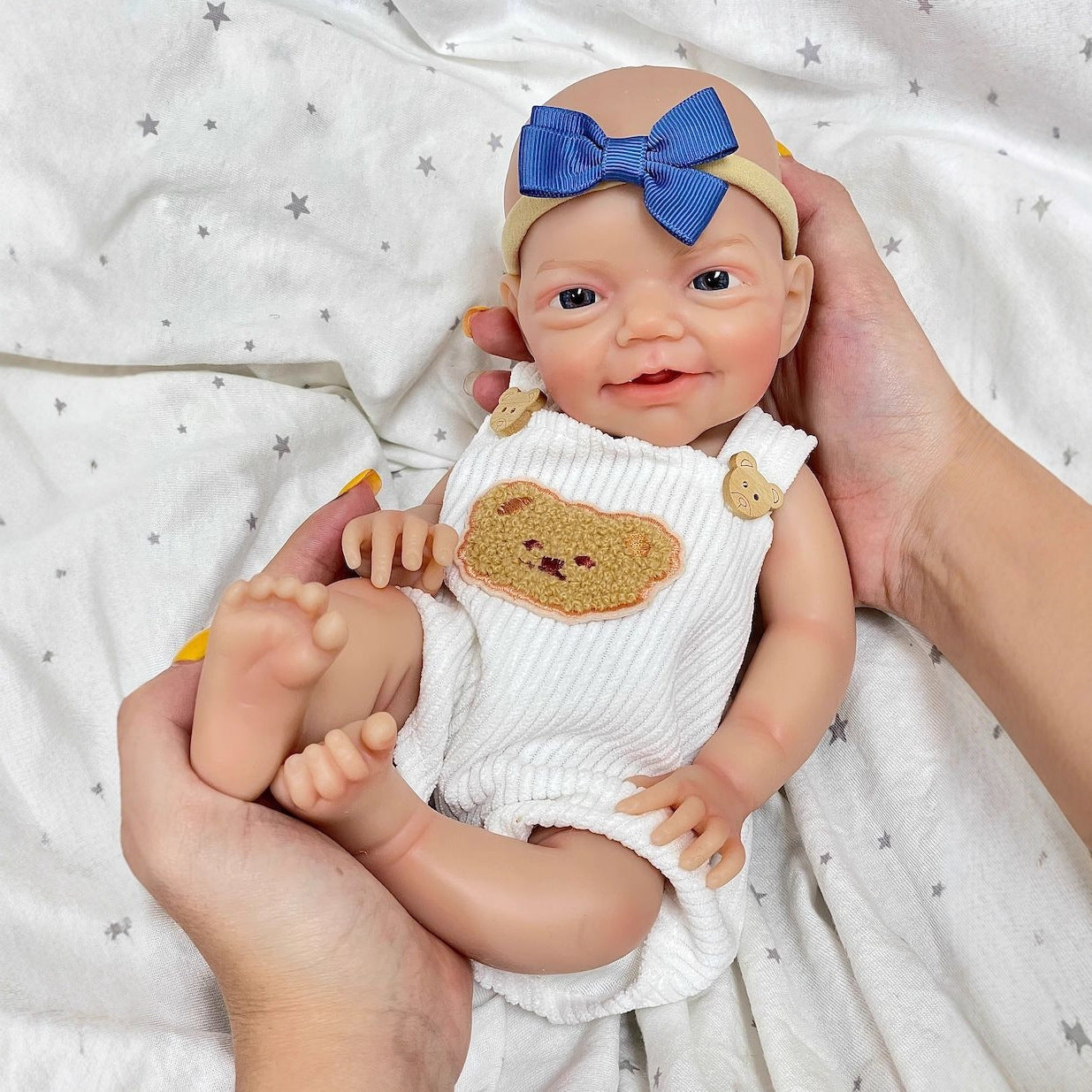 30cm Lifelike Smile Full Silicone Blue Eyes Reborn Doll - Charlie