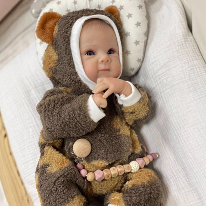 50cm Open Eyes Soft Body Cuddly Reborn Baby In Plush bodysuit-Bettie