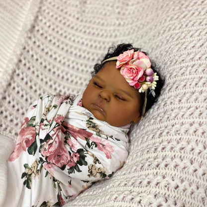 Beryl 19 Inches Realistic Closed Eyes Dark Skin Reborn Doll-Peaches