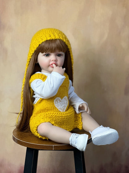 55cm Open Eyes Long Hair Reborn Doll Girl-Betty