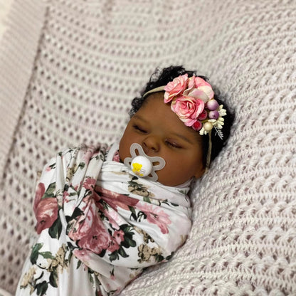 Beryl 19 Inches Realistic Closed Eyes Dark Skin Reborn Doll-Peaches