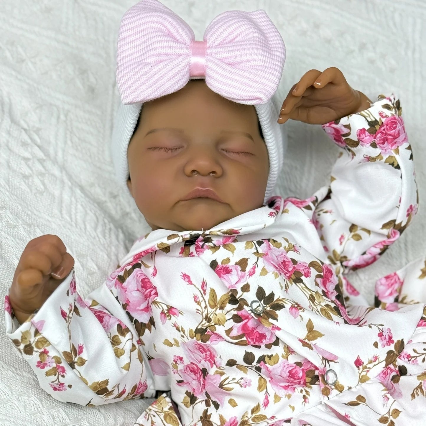 45cm Elsie Closed Eyes Dark Skin Soft Body Reborn Baby Levi