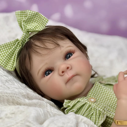 45cm Lifelike Vinyl Body Short Hair Bettie Reborn Baby Girl in Green Clothes