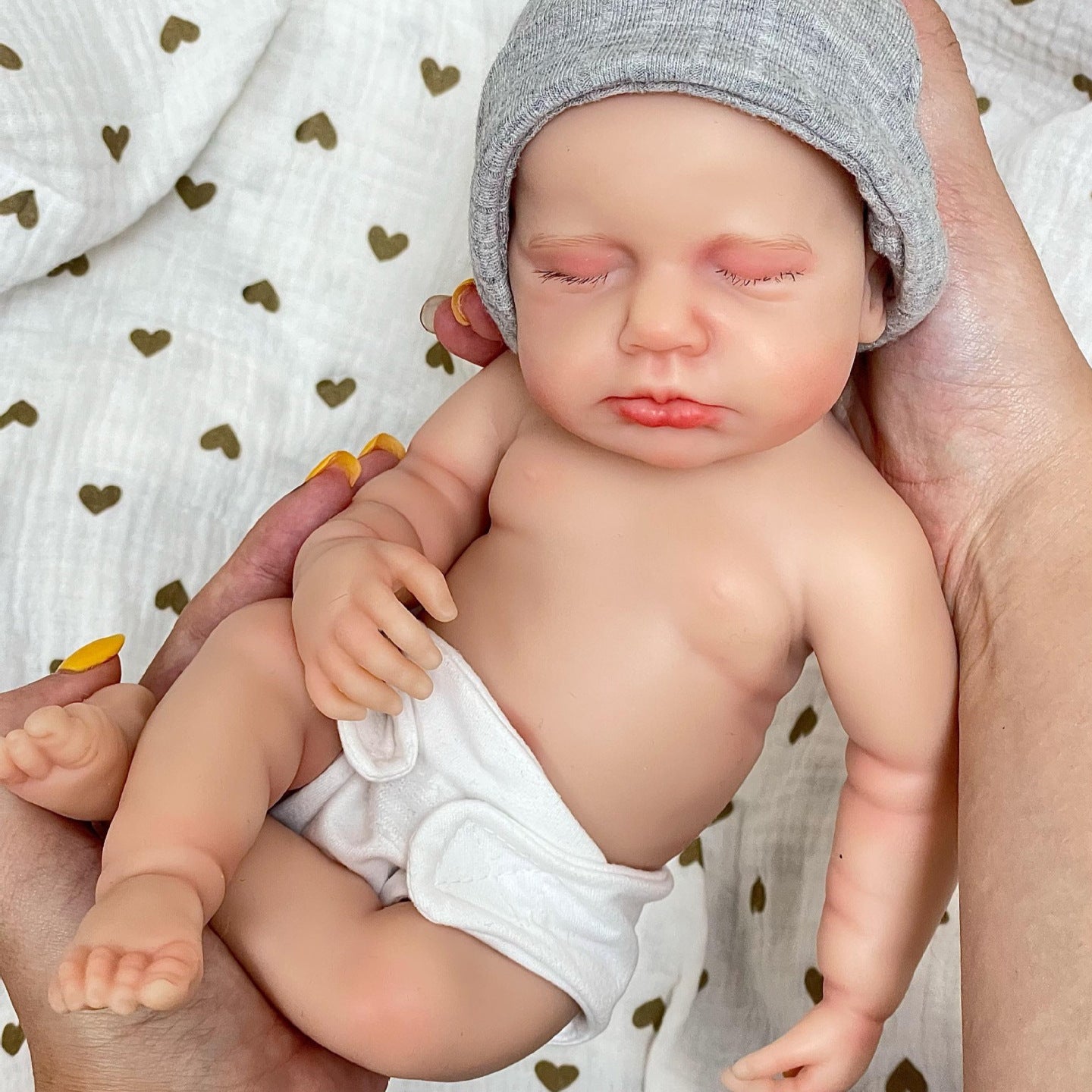 30cm Lifelike Full Silicone Closed Eyes Reborn Doll-Loulou