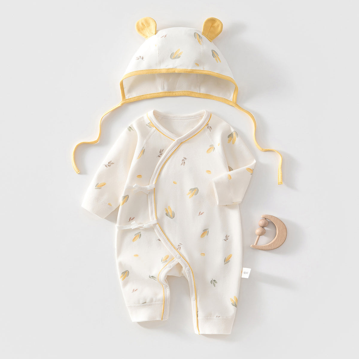 Cotton Printed Bodysuit and Hat 2-Piece Set for 18-22 Inches Reborn Dolls