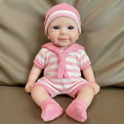 30cm Full Silicone Felicia Reborn Baby Girl in Pink Stripe Clothes