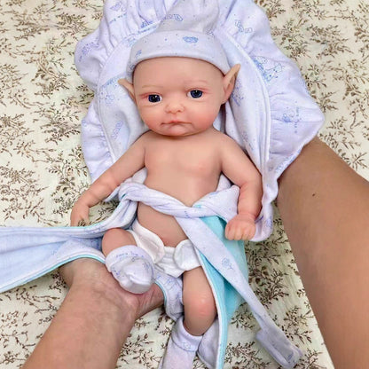30cm Lifelike Full Silicone Closed Eyes Reborn Doll With Elf Ears
