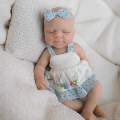 20cm Full Silicone Pascale Reborn Baby Girl In Blue Dress