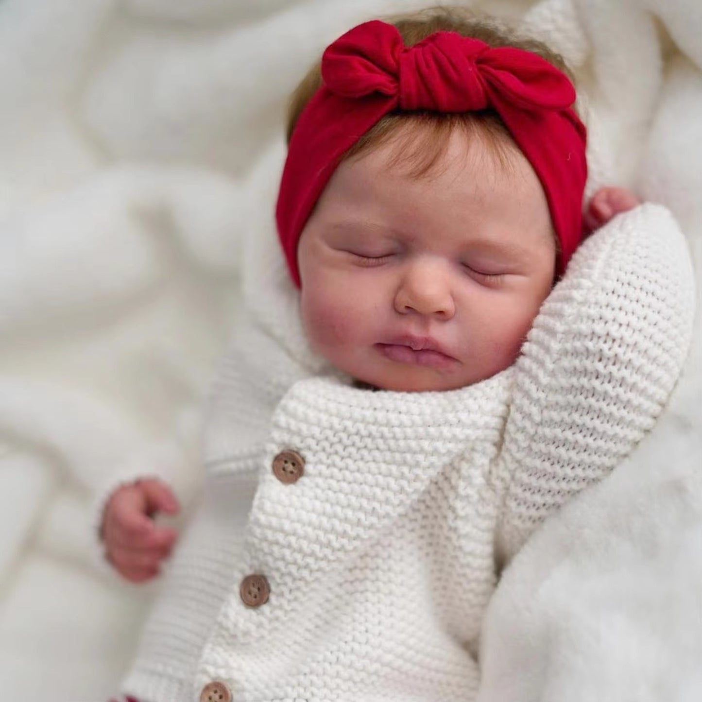 50cm Realistic Closed Eyes Loulou Reborn Doll Girl In White Clothes