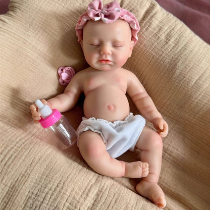 30cm Lifelike Full Silicone Closed Eyes Reborn Doll Girl-Loulou