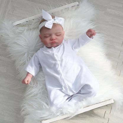 48cm Lifelike Soft Body Rosalie Reborn Doll In White Clothes