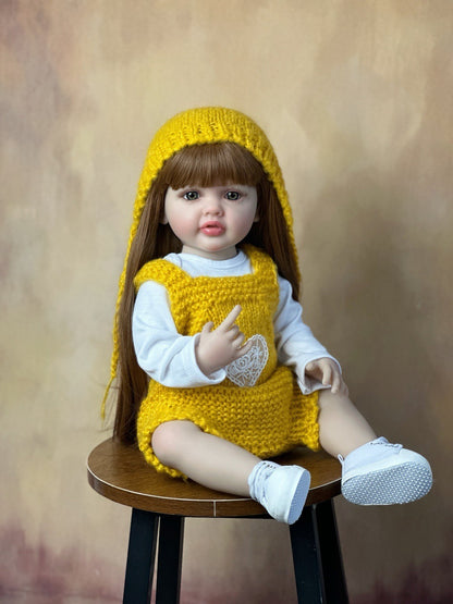 55cm Open Eyes Long Hair Reborn Doll Girl-Betty