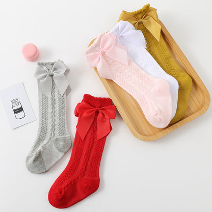 knee-length children's socks with bow