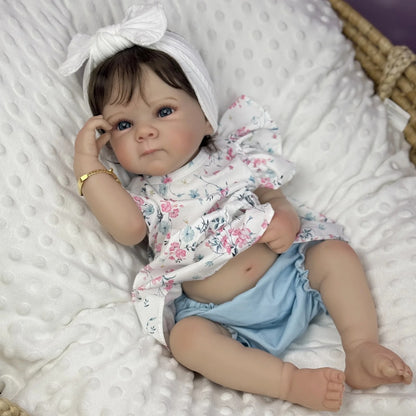 45cm Lifelike Vinyl Body Short Hair Blue Eyes Reborn Baby Girl-Bettie