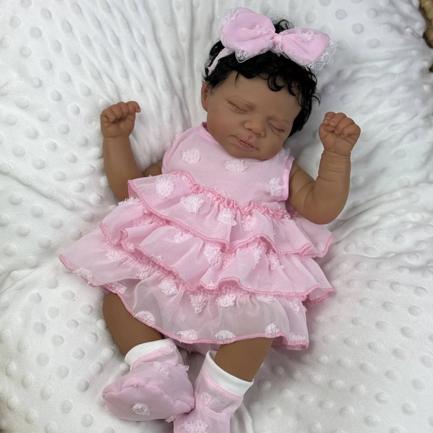 48cm Realistic Ma Closed Eyes Dark Skin Reborn Baby-Pascale